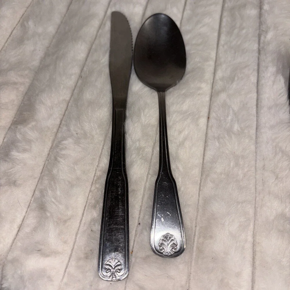 2 Pc Lot Vintage Oneidacraft Deluxe Stainless Chateau Flatware - Knife Spoon